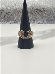 10K GOLD NUGGET DIAMOND HORSEHOE RING 4397G SIZE 10.5